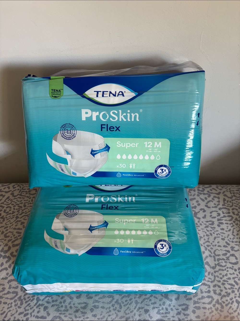 (2) TENA ProSkin Flex Super 12M Incontinence Briefs